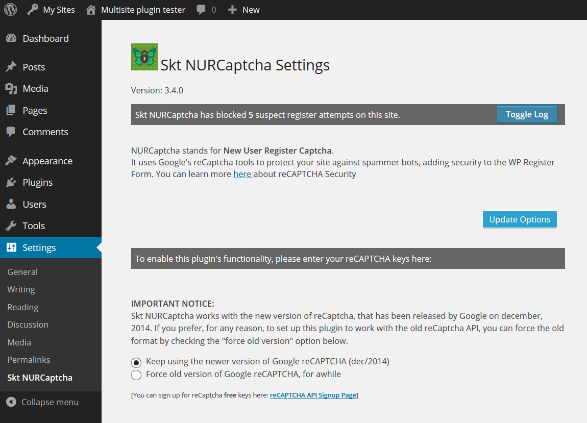 Settings Page