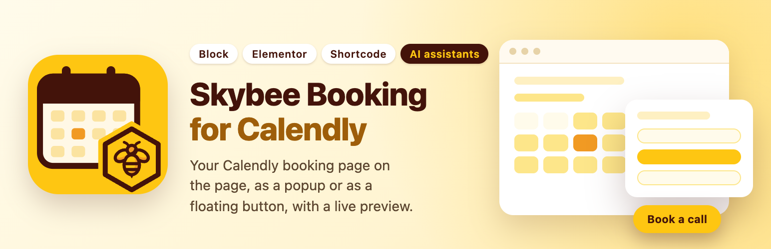 WordPress 外掛 Skybee Booking for Calendly – Booking Block, Popup & Elementor Widget 的封面圖片