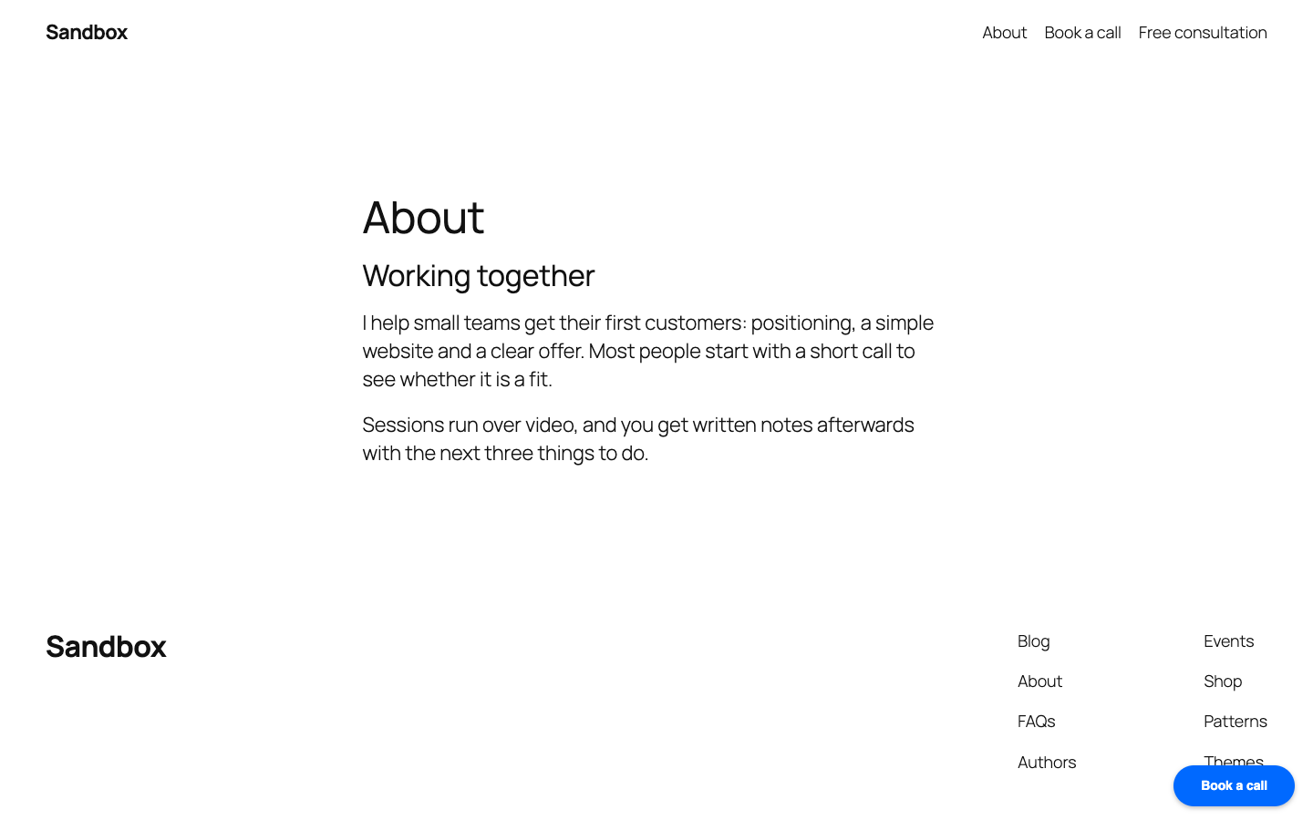 The floating button in the corner of the page.