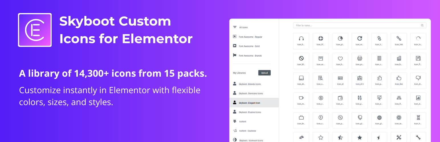 Skyboot Custom Icons for Elementor
