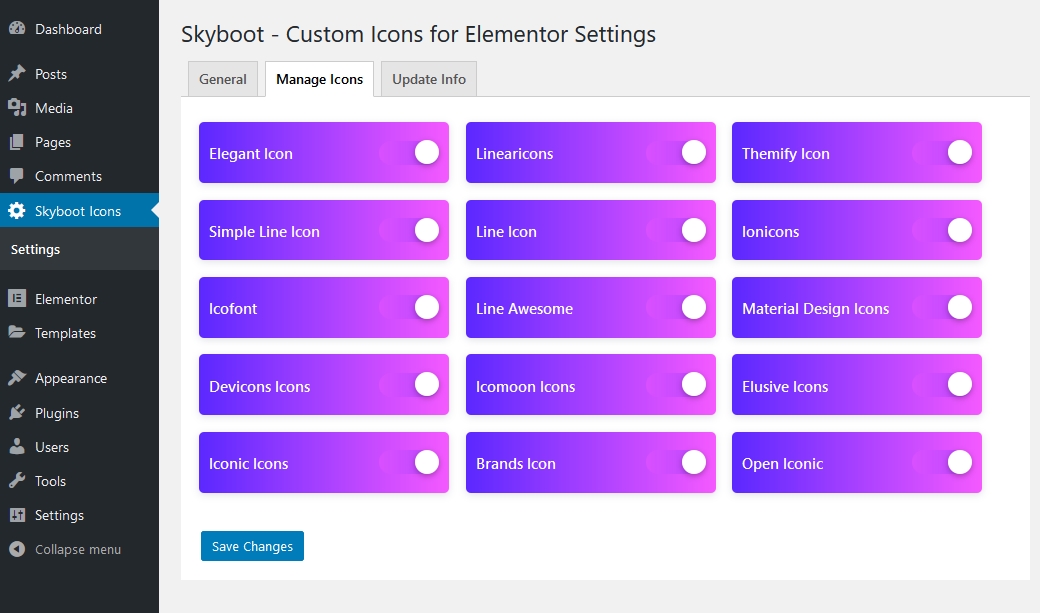 Icons Control Panel