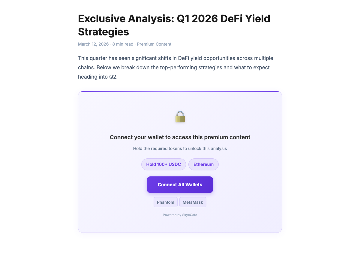 The SkyeGate connect wallet prompt on the frontend