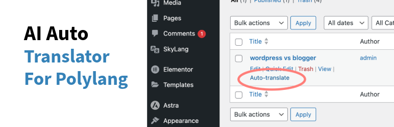 SkyLang Auto Translator for Polylang