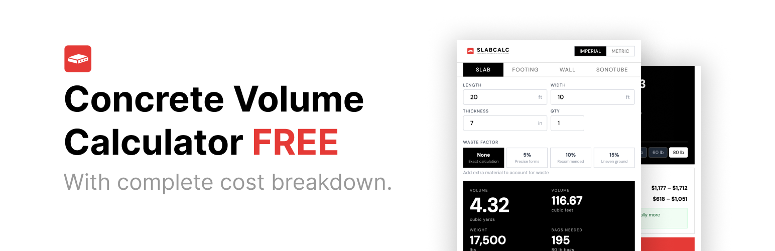 SlabCalc – Concrete Calculator Widget