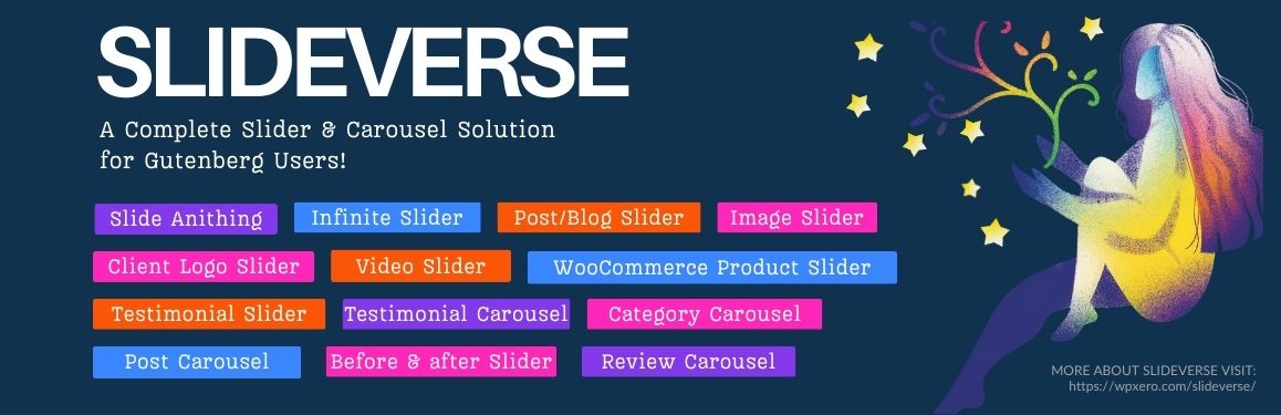 WordPress 外掛 SlideVerse – The Ultimate Slider Block for Gutenberg 的封面圖片。
