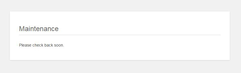 Maintenance message for website visitors in English