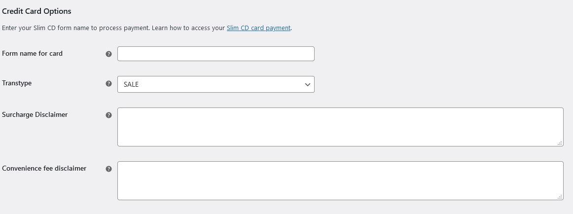 Credit card options.