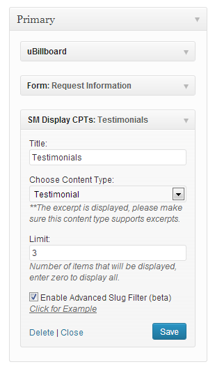 Example of the widget in a sidebar.
