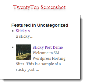 A sample of the widget on the default Wordpress theme, TwentyTen.