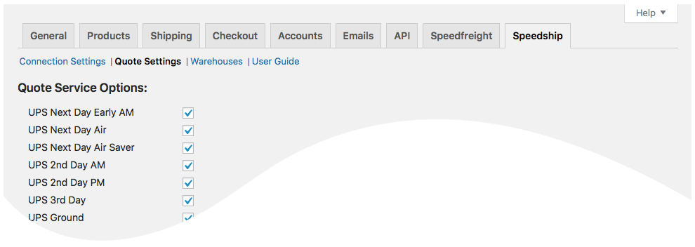 Plugin options page