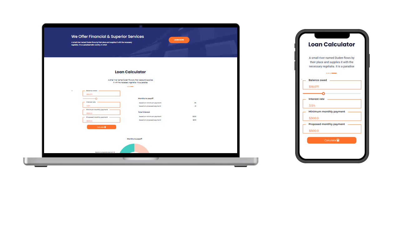 Preview your responsive calculators on the frontend.