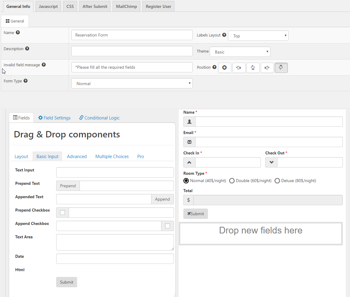 Smart Forms Example Form designer