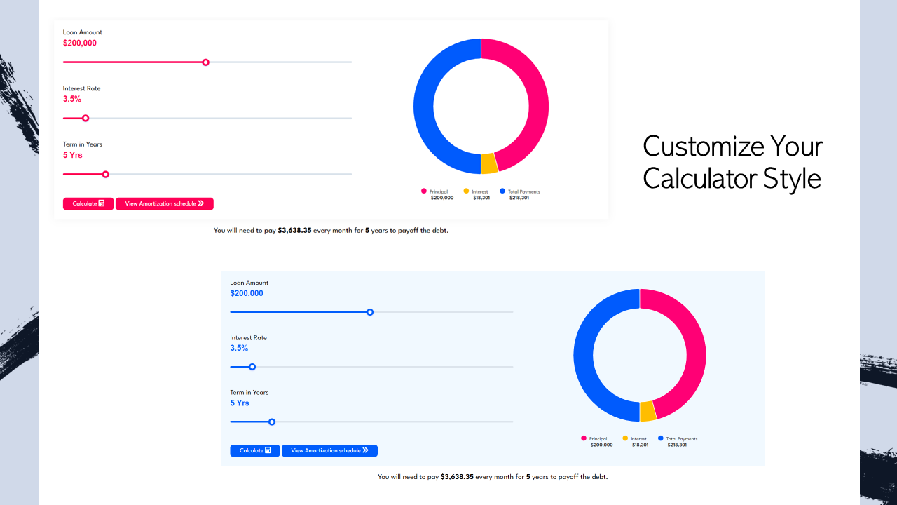 Customize design (Theme &amp; Colors) from settings according to your web theme.