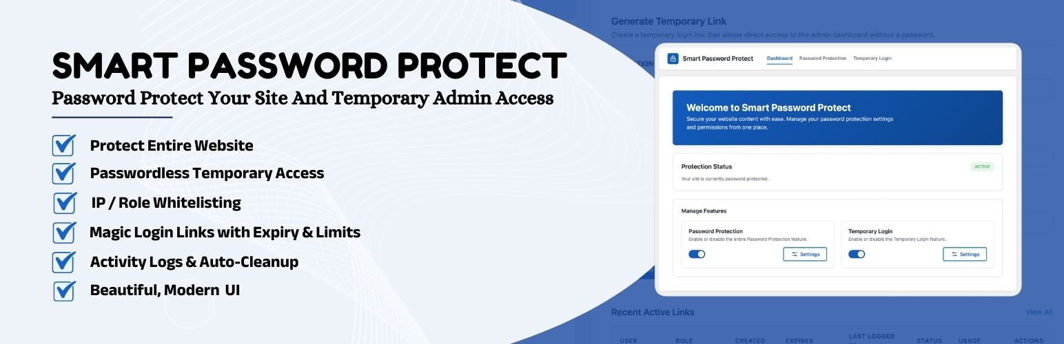 Password Protect – Temporary Login Without Password & Password Protect Entire Site