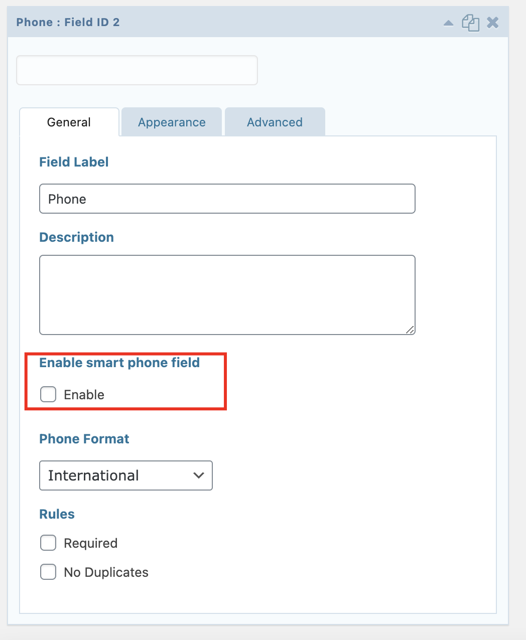 Smart phone field for Gravity Forms