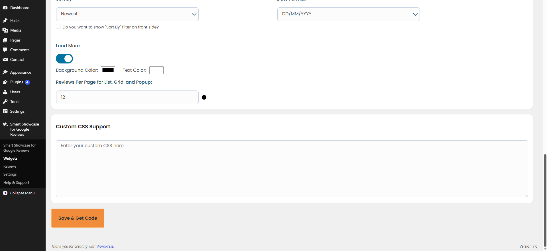 Generate Shortcodes Tab: Easily generate shortcodes to embed widgets and reviews anywhere on your site, providing seamless integration and flexibility.