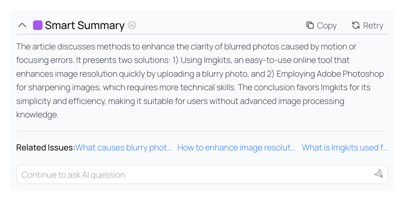 Example of the article summary feature.