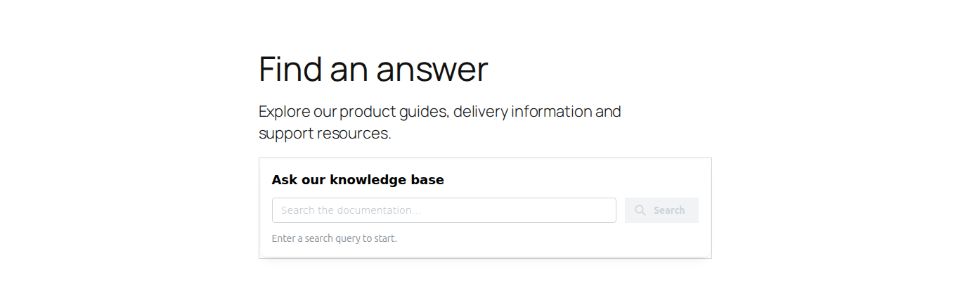Pro: An embedded DocSearch component, ready for a visitor's search query.
