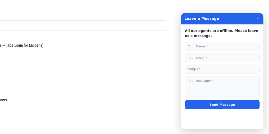 Front end — Contact form when no agent is online