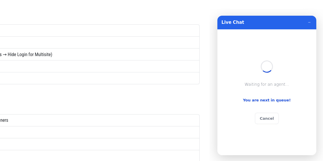 Front end — Shows user position in queue
