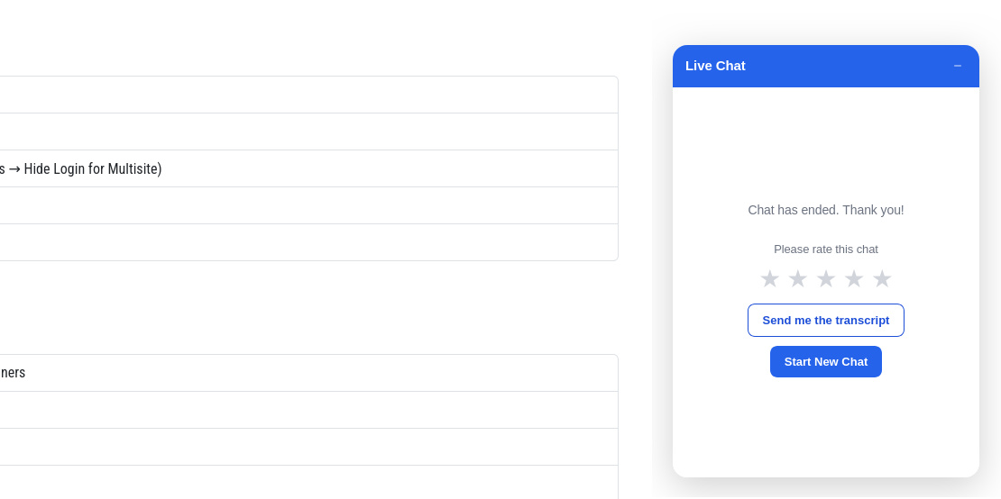 Front end — Current chat has ended