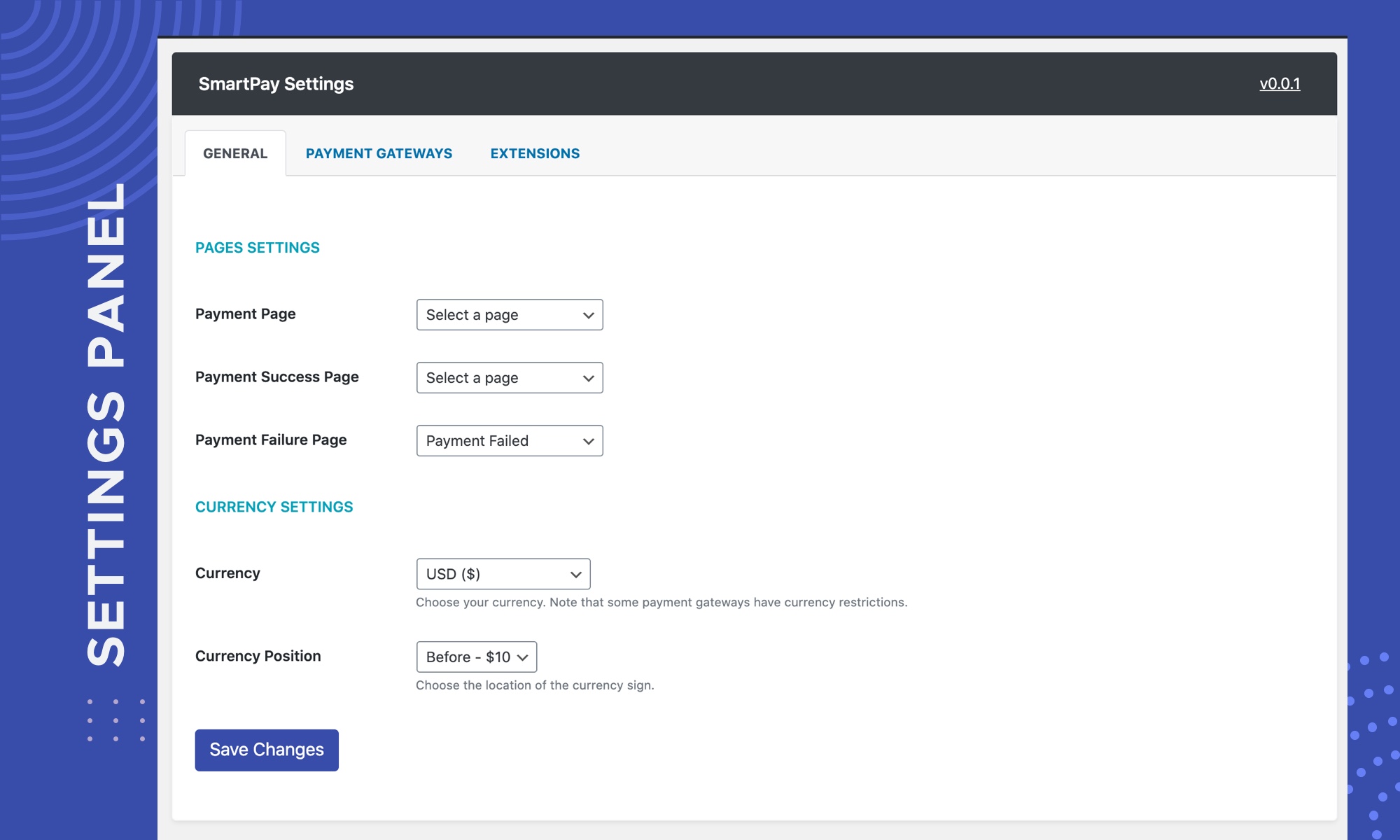 Settings panel gives you enough control over your plugin.