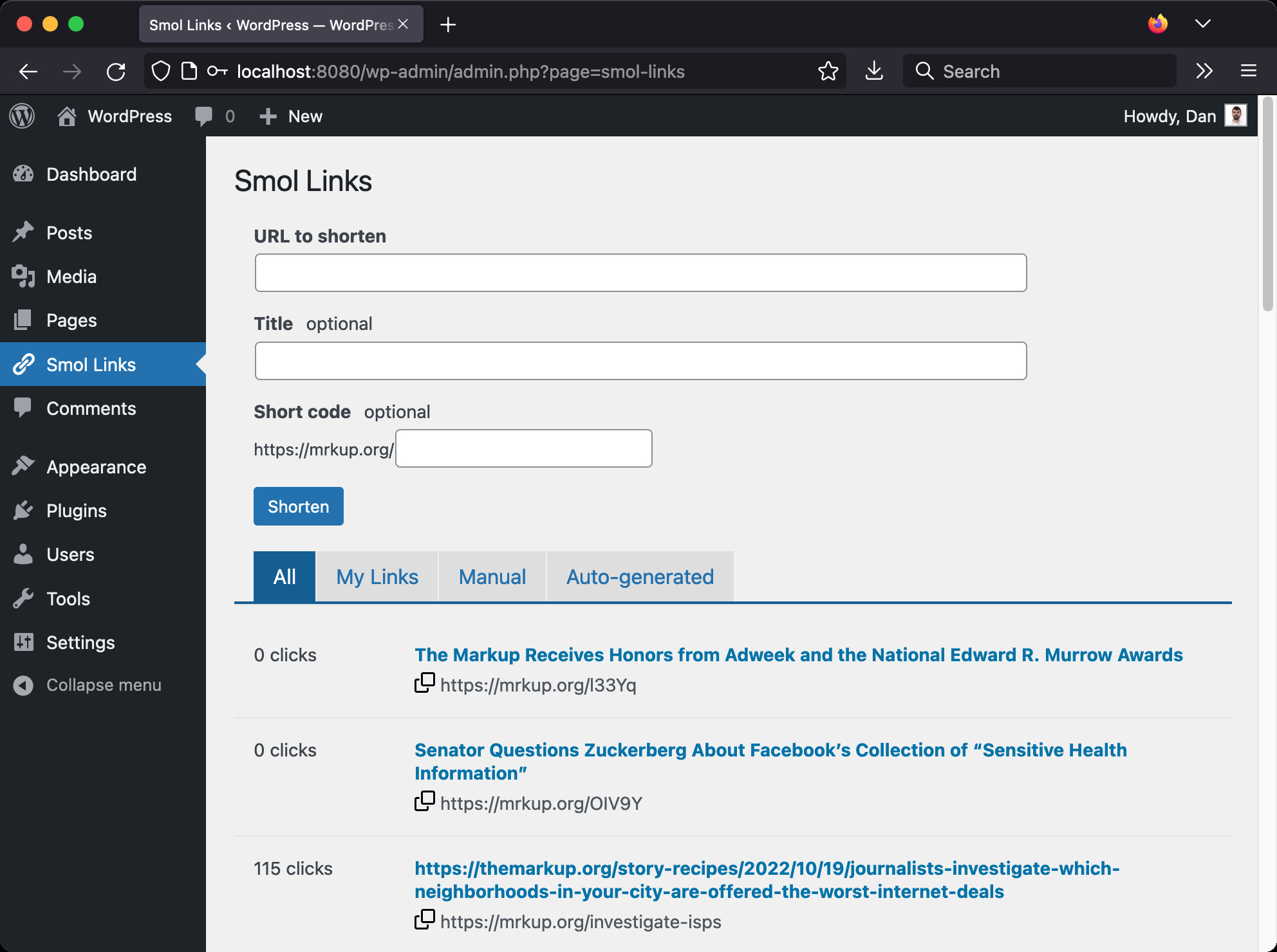 Create and manage Shlink short links from WordPress.