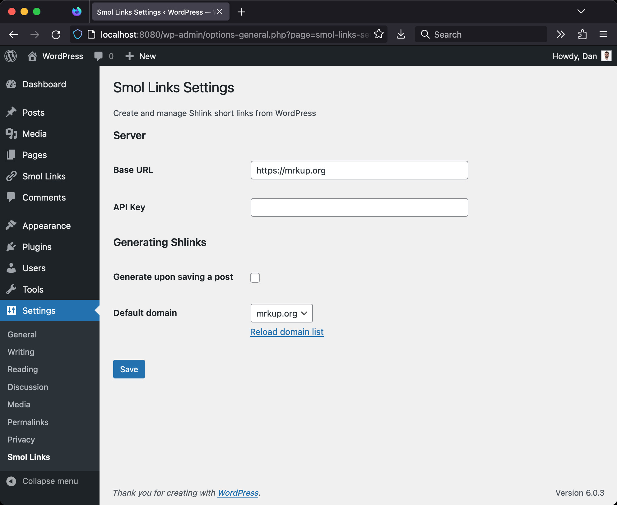 Configure your self-hosted Shlink server and optionally generate a short URL whenever a post is published.