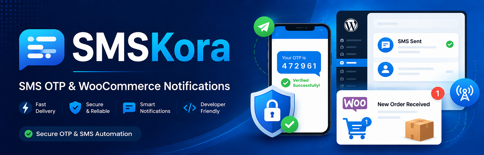 SMSKora – Smart & Secure SMS OTP Alerts for WordPress