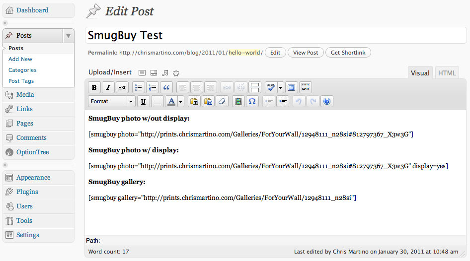 Post editor example.