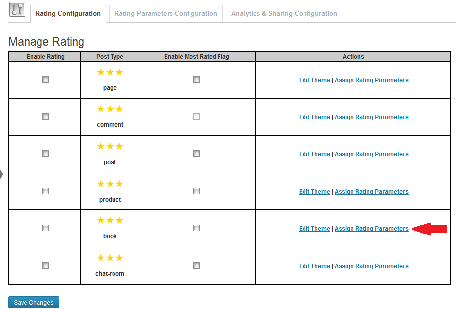 Assign Rating Parameters