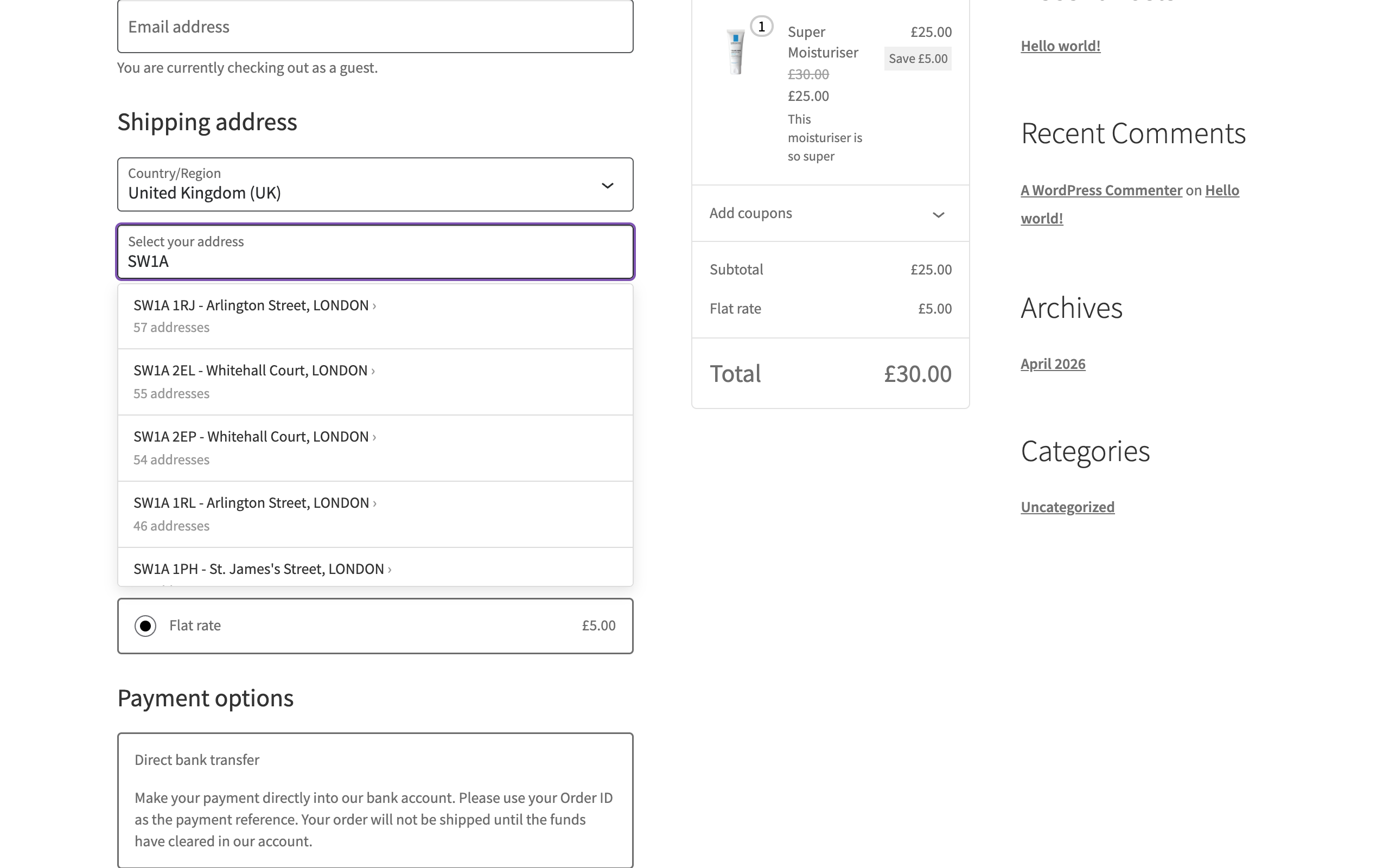 Address autocomplete dropdown in the WooCommerce checkout