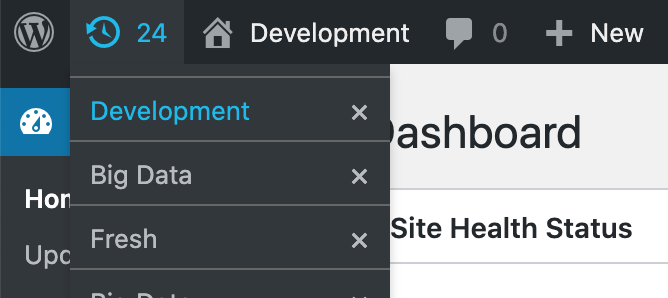 Minimal dropdown UI of SnapShots in the admin bar.