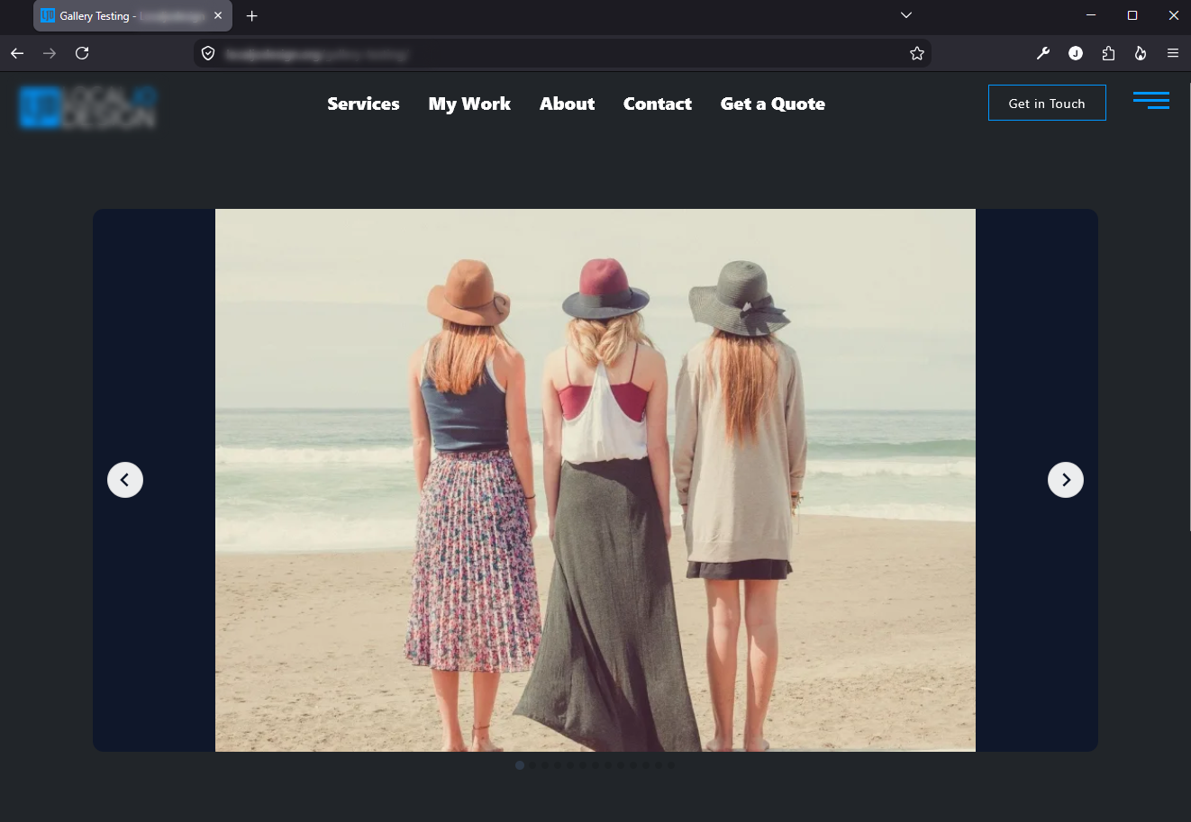 Grid layout with labeled group sections on a live WordPress page
