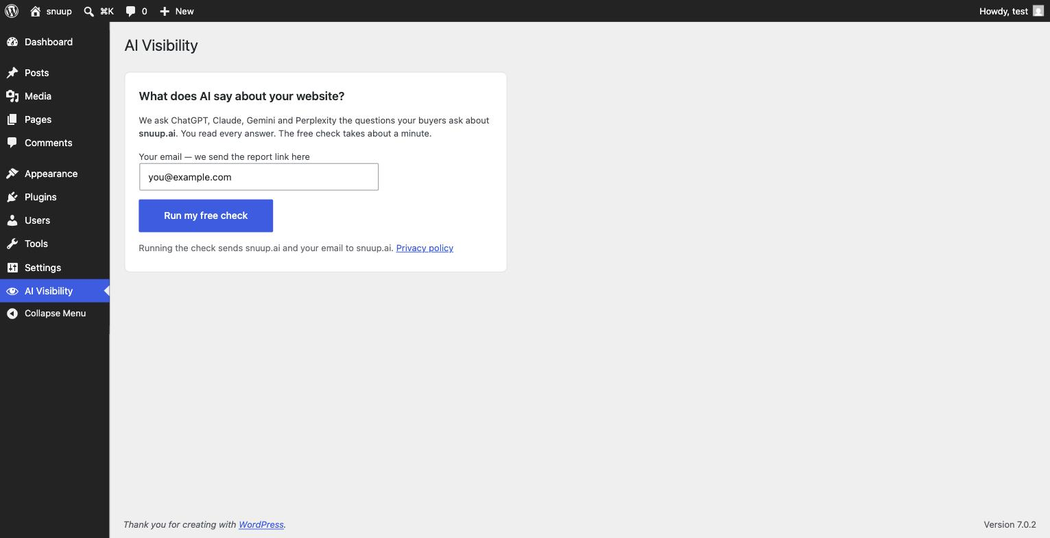 One click to run the free check. No setup, no configuration.