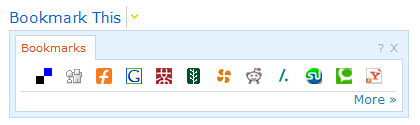 Bookmarks displayed in a dropdown.