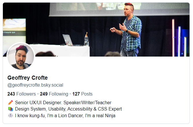 The profile card in light theme.