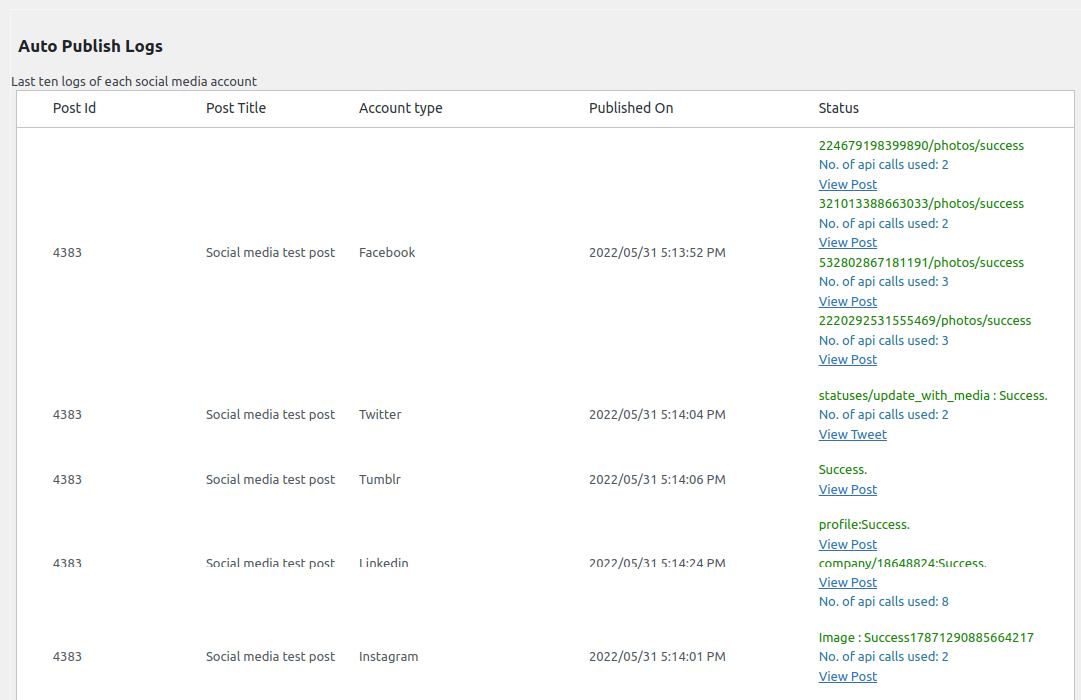 Auto publish logs.
