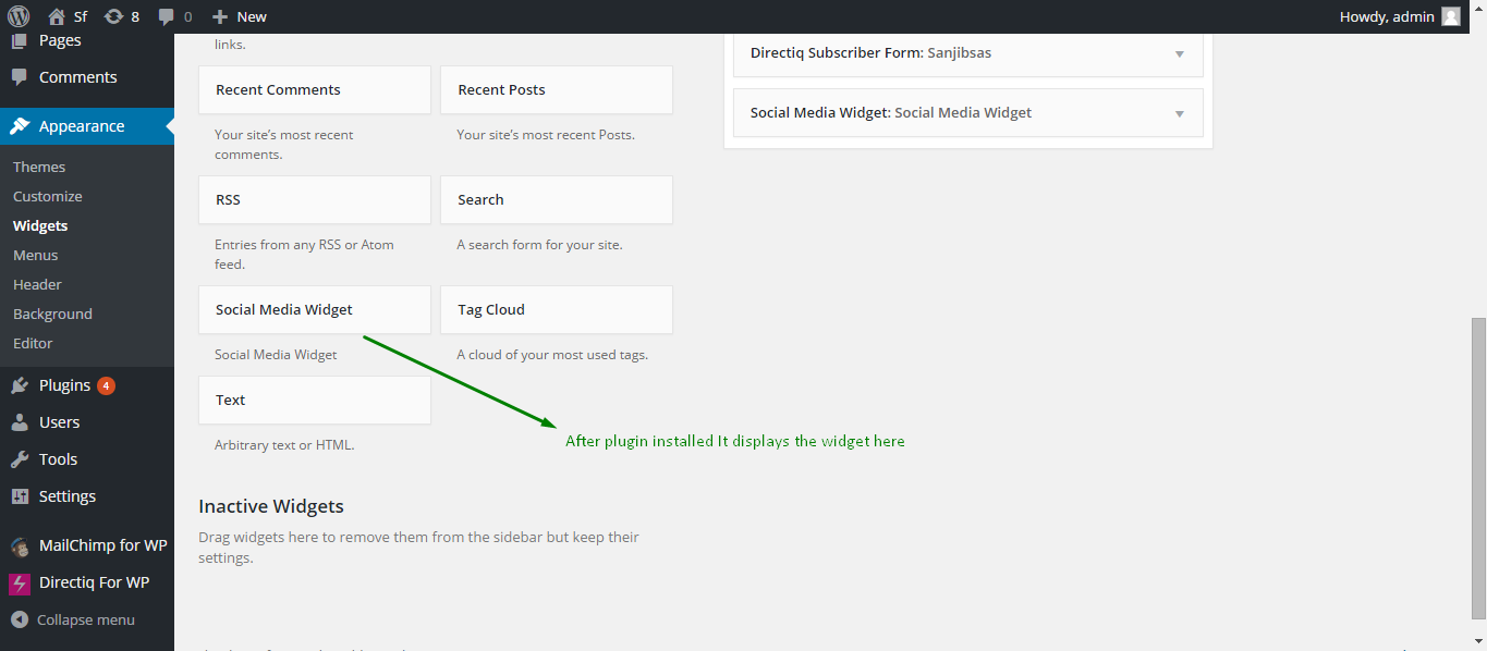 Social Media Widget Display