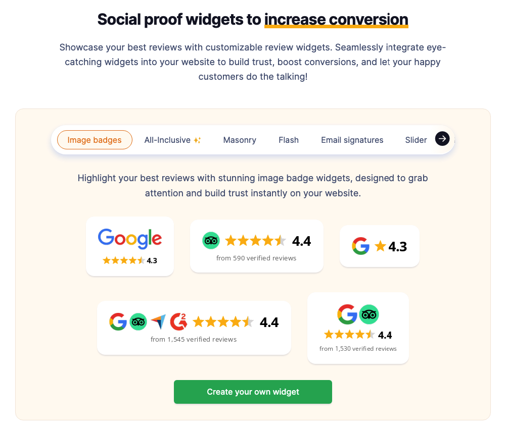 Social proof widgets to increase conversion
