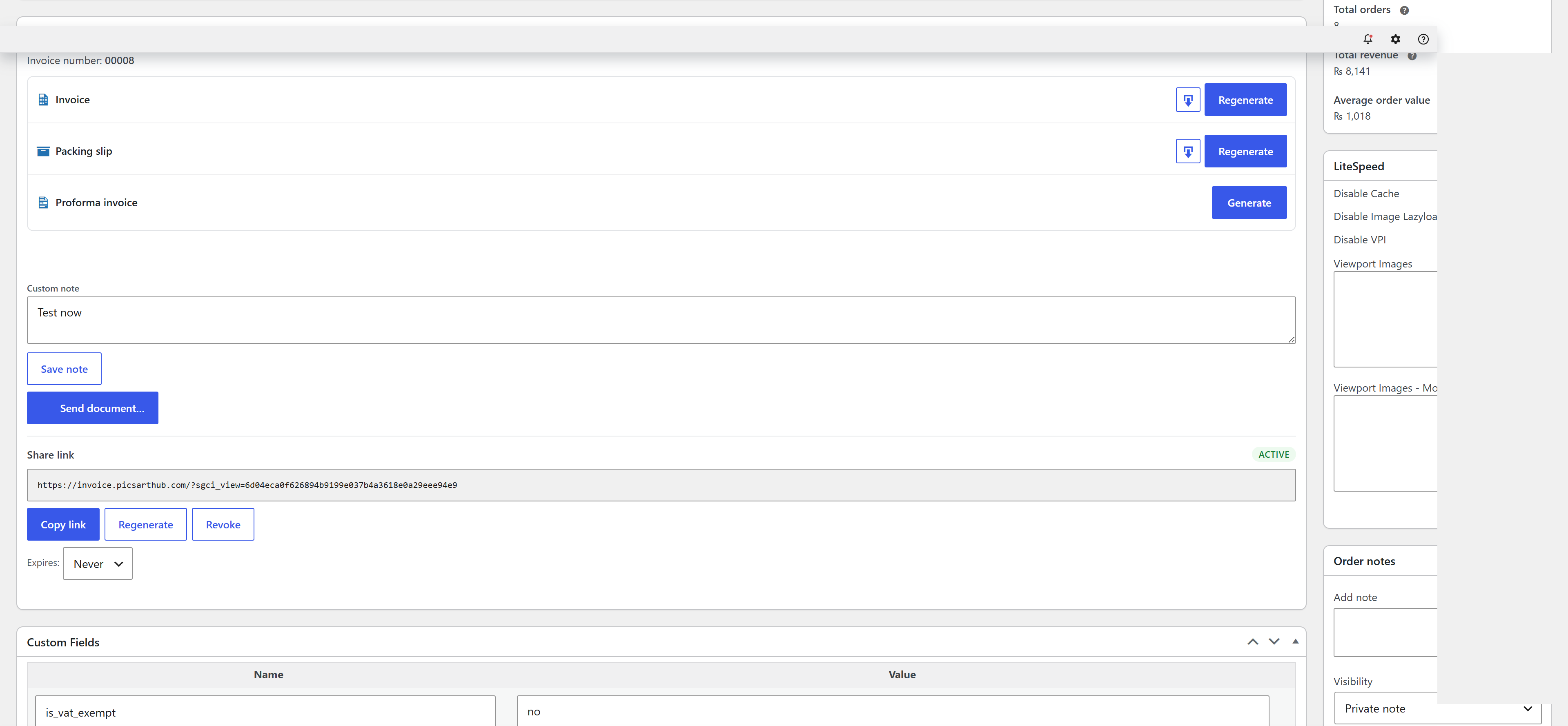 On the WooCommerce order screen — generate, view and email documents, set the fulfillment stage, and record carrier and tracking details (HPOS-ready).