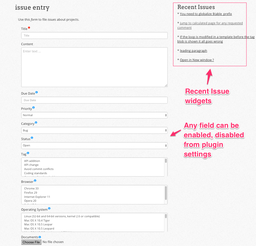 Fully customizable Issue Entry form can be added in a page using a shortcode