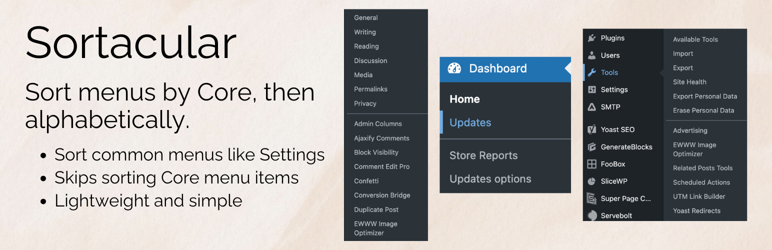 Sortacular – Sort Select Admin Menus Alphabetically