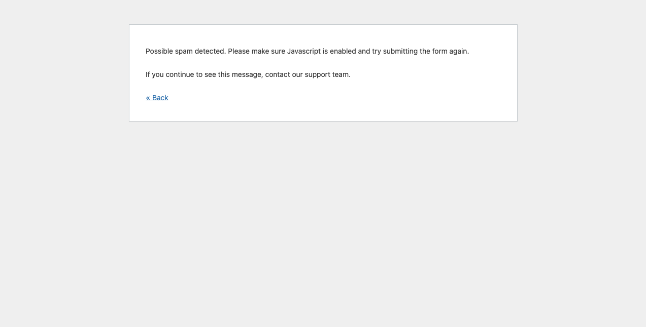 Submission Blocked error page.