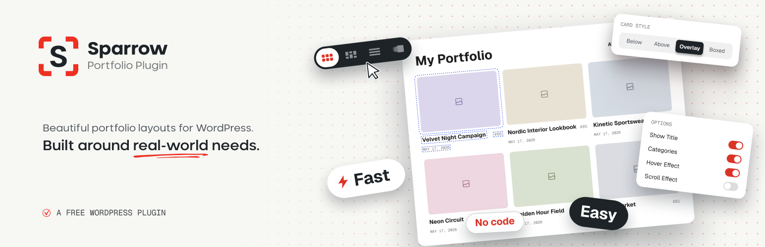 WordPress 外掛 Sparrow Portfolio 的封面圖片
