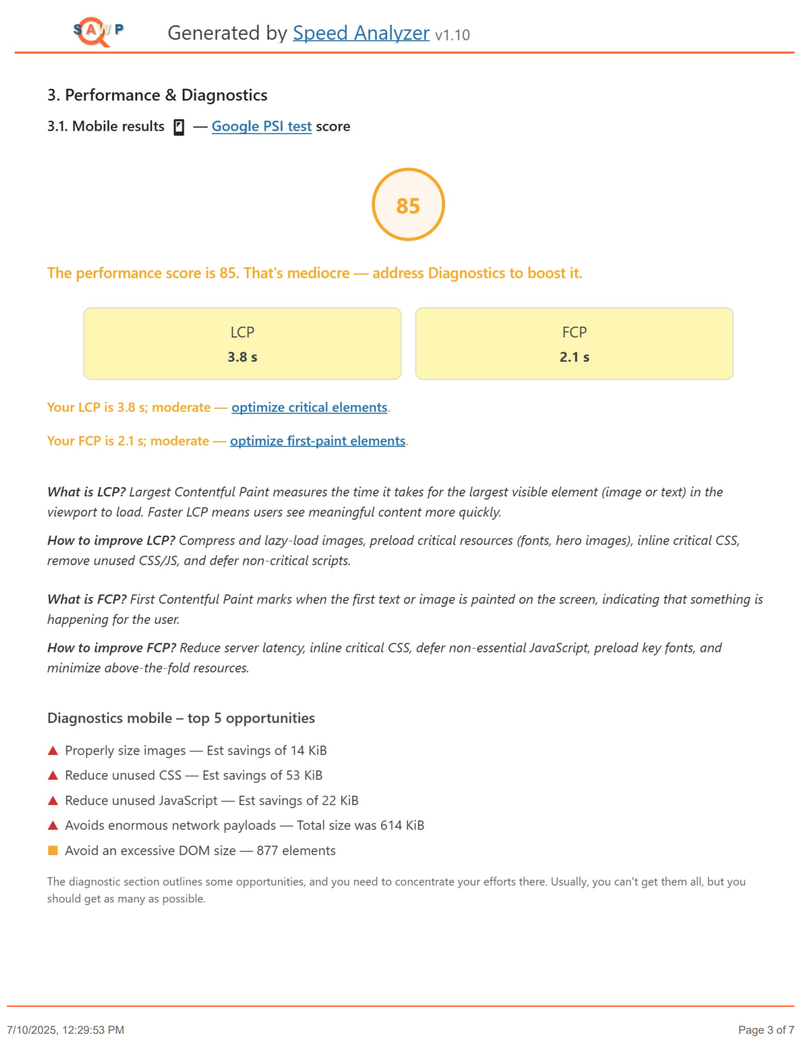 PDF report - page 3/7