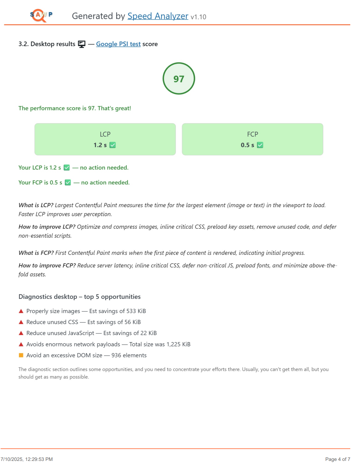PDF report - page 4/7