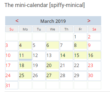 <p>Mini calendar</p>