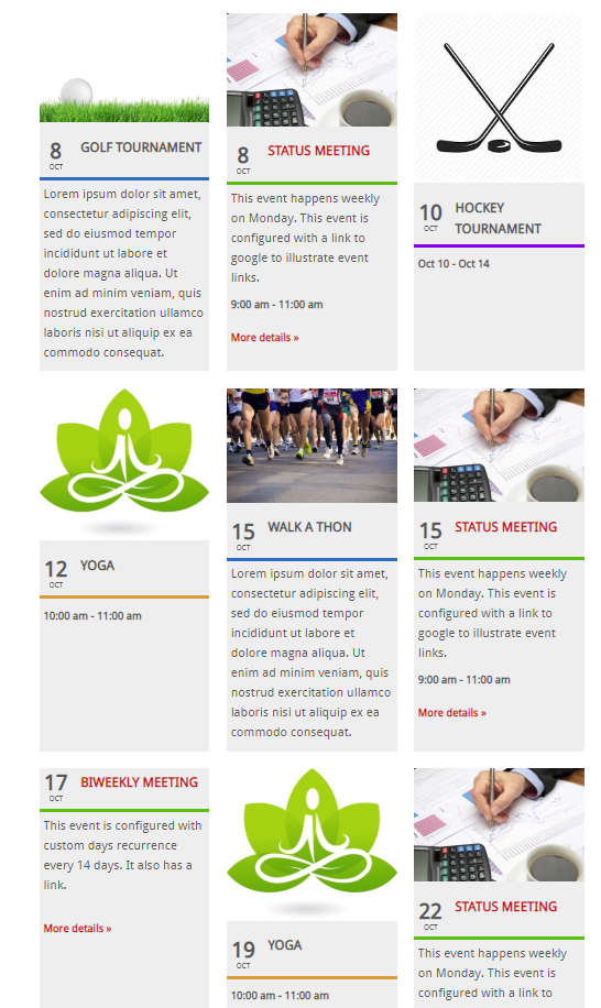<p>Responsive 3-column display</p>