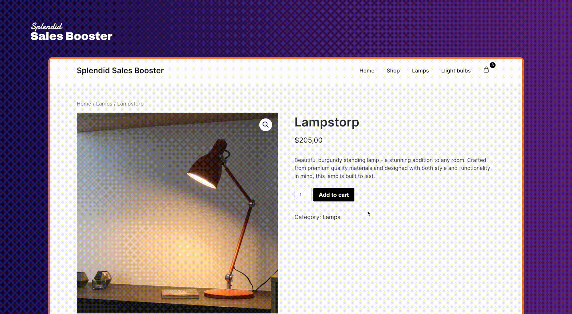 Example of adding a product to the cart on a product page (cross-sells drawer module).